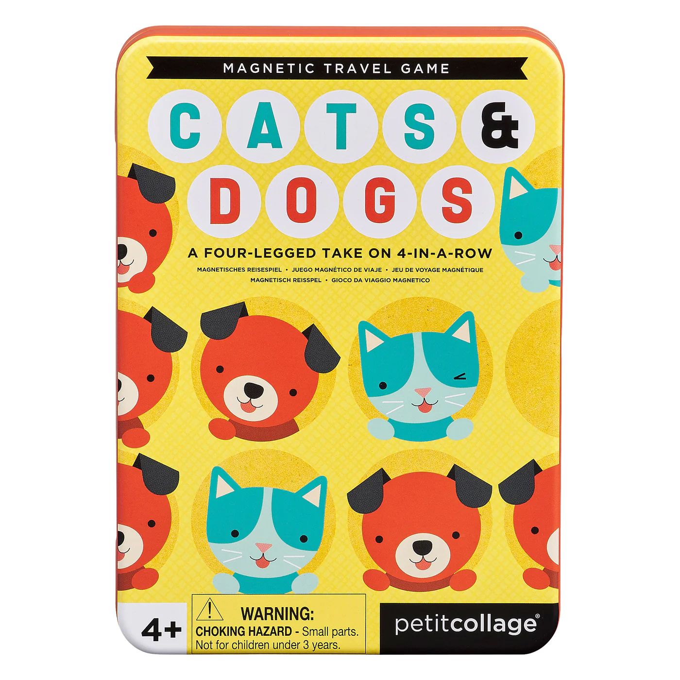 PETIT COLLAGE Petit Collage Mıknatıslı Seyahat Oyunu - 4 in a Row Cats & Dogs