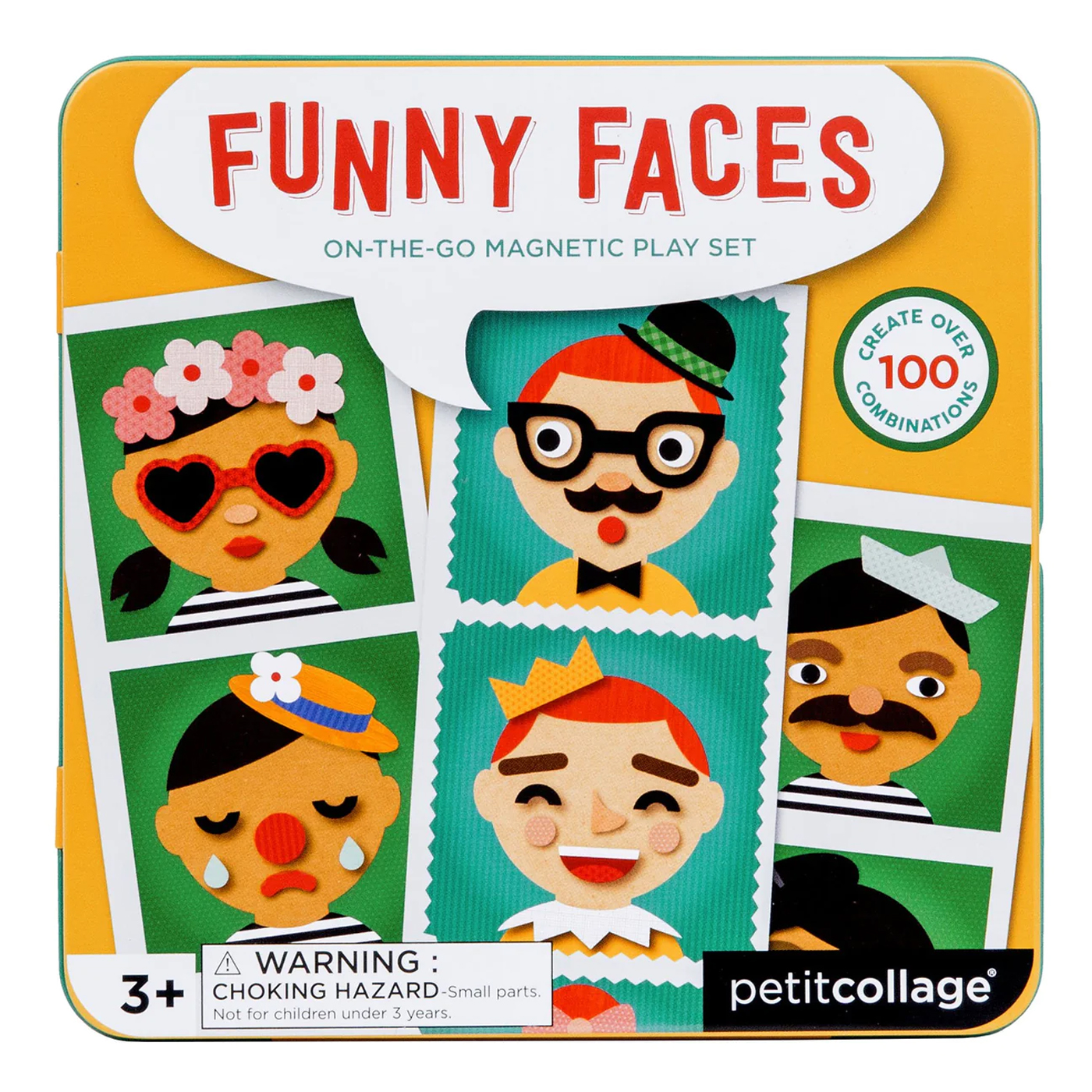 PETIT COLLAGE Petit Collage Taşınabilir Mıknatıslı Oyun Seti - Funny Faces