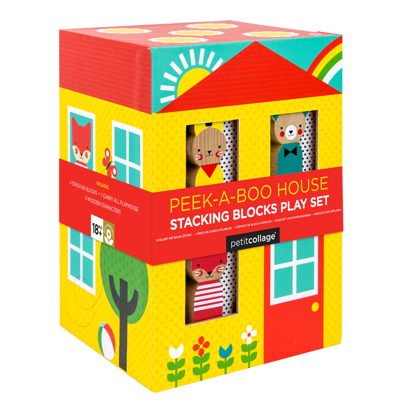 PETIT COLLAGE Petit Collage Dizilebilir Bloklar - Peek-a-Boo House